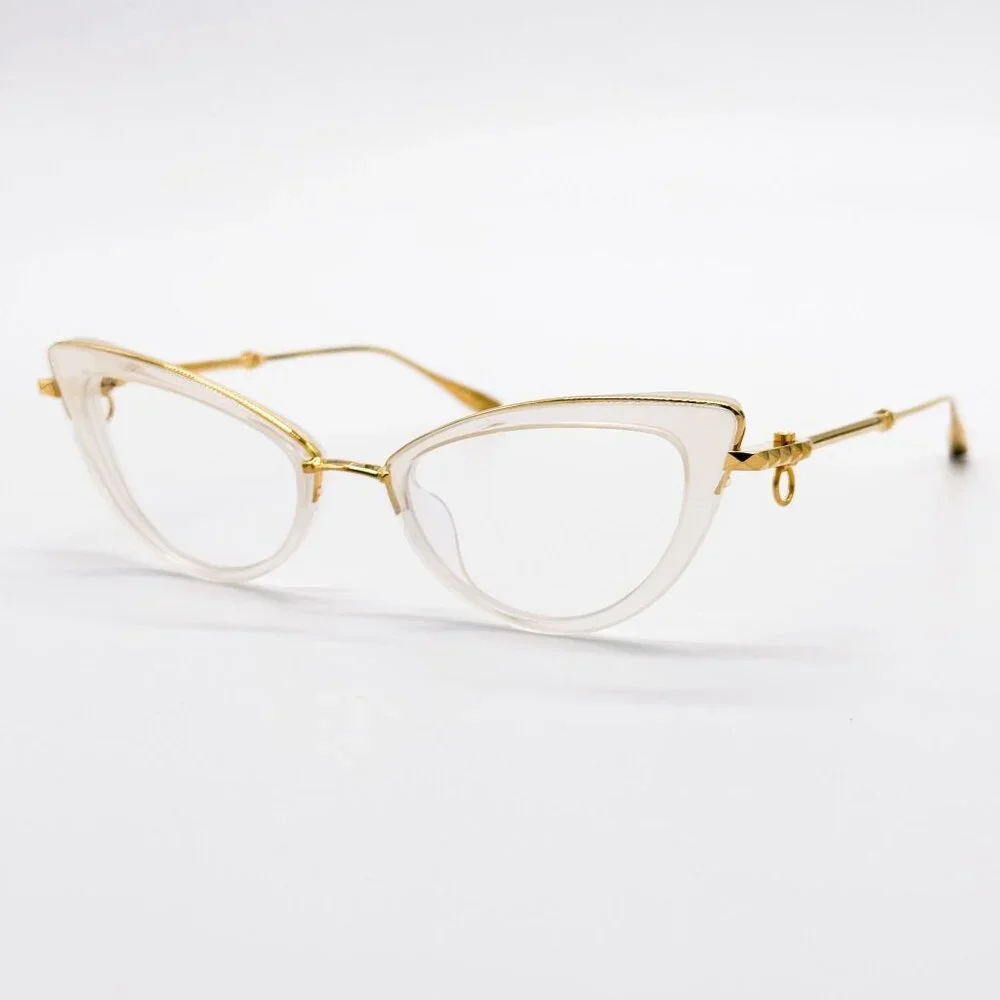 NEW VALENTINO DAYDREAM VLX-123C EYEGLASSES CAT EYE WOMEN GOLD/WHITE WITH CHAIN